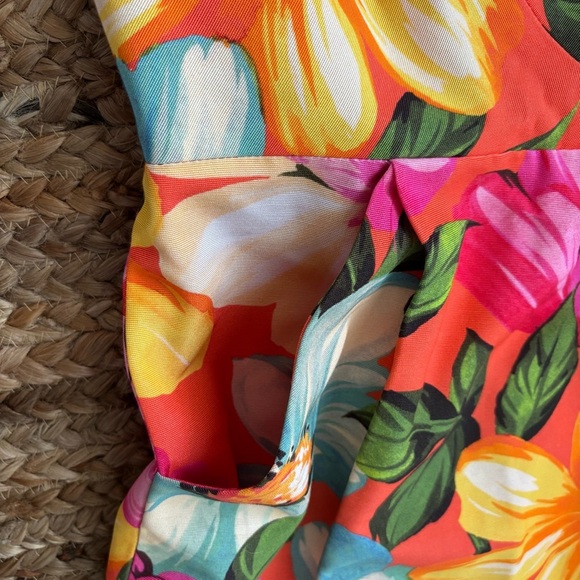 Milly Size 6 Colorful Bright Floral Sleeveless V Neck Dress - Picture 3 of 10
